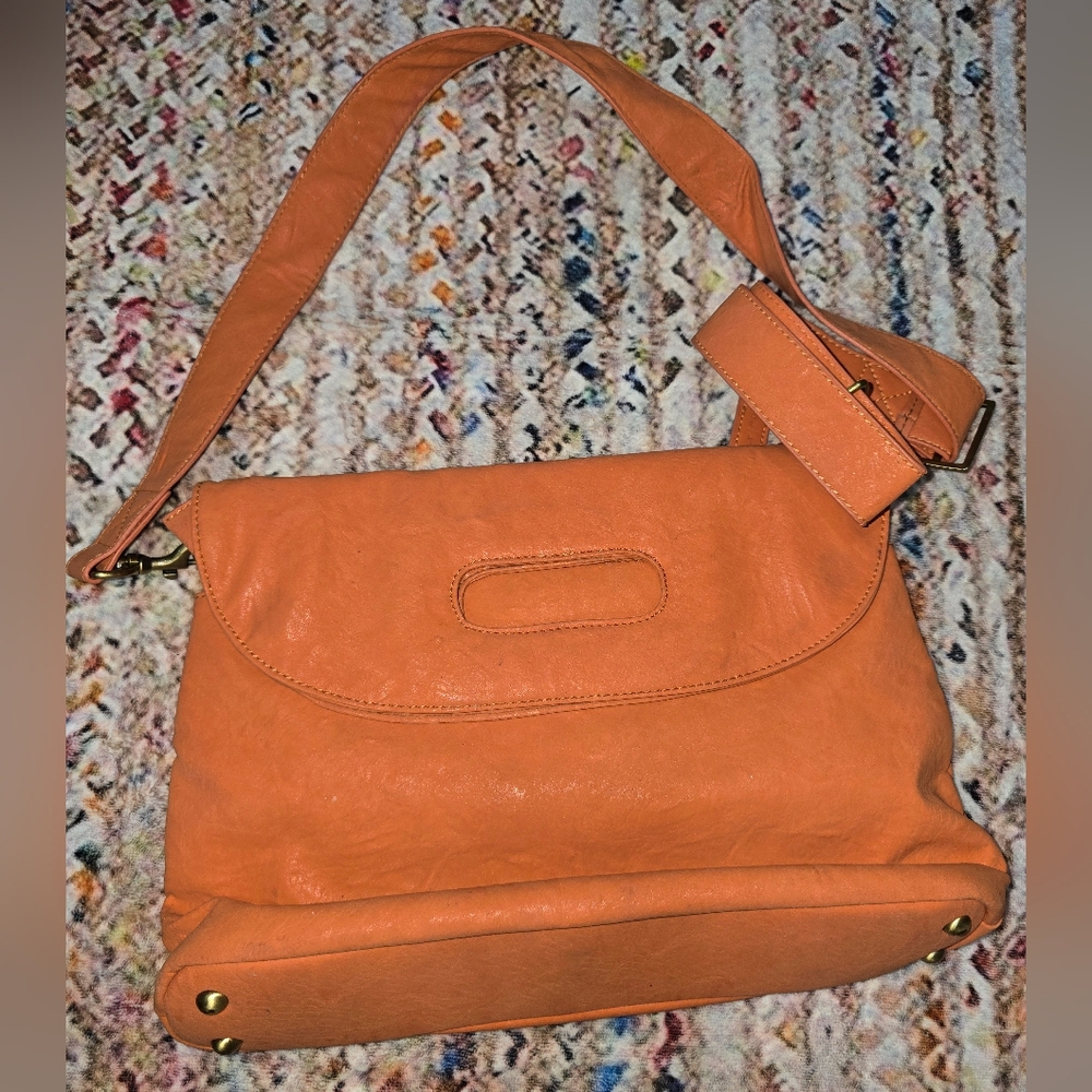 Kelly Moore Orange Leather Crossbody Bag